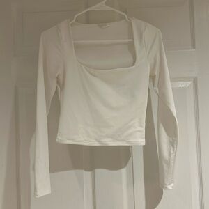 Live in the Moment white long sleeve square neck top S